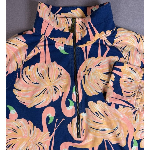 Lilly Pulitzer Full Zip Jacket Women's Medium Skipper Flamingo All Over Print - Picture 1 of 5